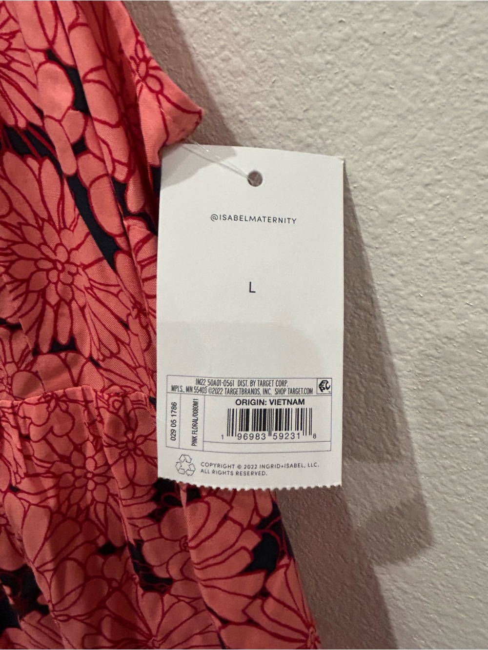 Maternity Coral Floral Slip Dress with Spaghetti Straps - Picture 4 of 7